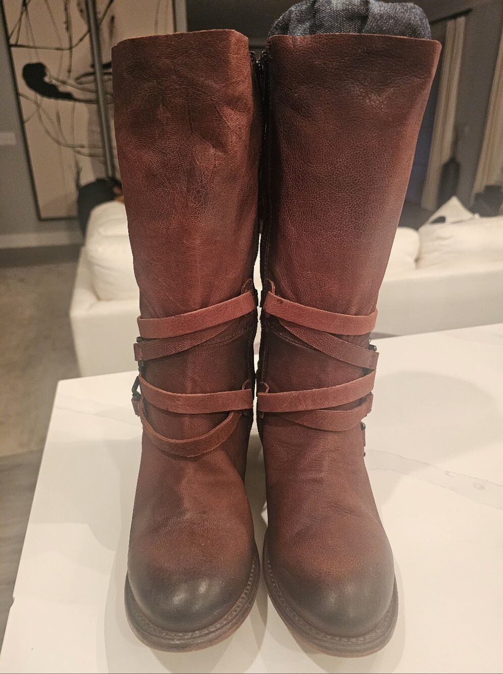 Free Bird Brown Leather Mid-Calf Buckle Boot - Picture 2 of 6
